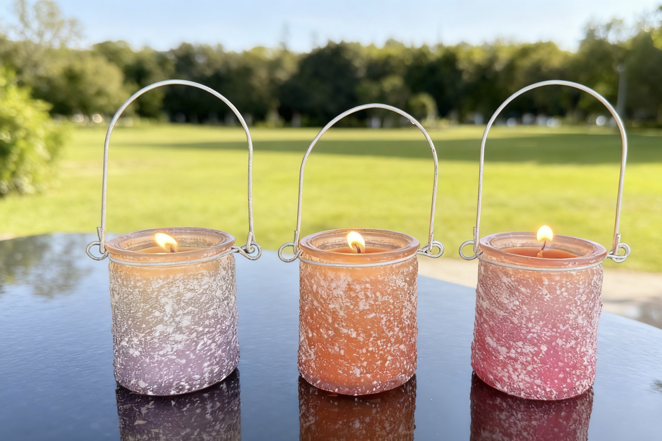 Frosted Mini Glass Jar Candle with Handle